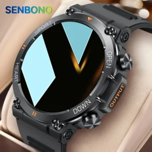 SENBONO Men Smart Watch Round Big Screen Wireless Dial Answer Call Fitness Tracker Outdoor Sports Smartwatch for IPhone Android