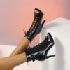 Woman Shoes Ankle Boots Spring Summer Sandals Elegant Party Pole Dance Gladiator Peep Toe Super High Heel Sexy Lace-up Plus Size