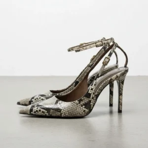 Snake Print High Heels for Women 2025 | Pointed Toe Stiletto with Ankle Strap | Elegant Party Dress Shoes for Autumn Fashion