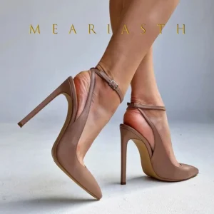 Nude high heels with ankle straps