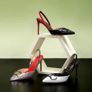 Three women's designer slingback high heels