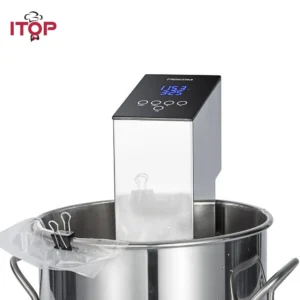 Sous vide immersion circulator in stainless pot