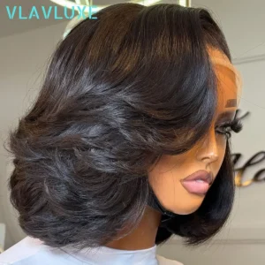 Mannequin with side-swept voluminous bob wig
