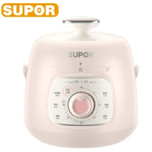 Pink SUPOR electric rice cooker with timer