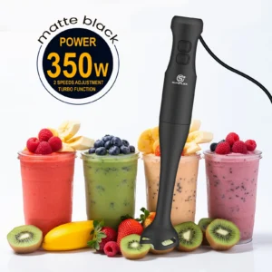 Matte black 350W hand blender with smoothies