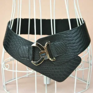 Ladies Stretch PU Leather Cinch Wide Waist Hip Waistband Stylish Elastic Belt for Women Girls Gifts Fashion Dress Accessories