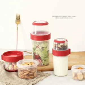Double-layer Compartment Salad Cup Portable Crisper Cereal Yogurt Cup Fruit Food Storage Box Sealed Container Breakfast cups