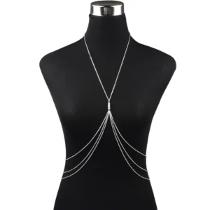 Body Chain for Women Multilayer Alloy Gold Plated Body Jewelry Festival Beach Party Wear Bohemian Fashion Accessories