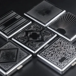 1PC Metal Cigarettes Cases For About 20 Sticks Cigars Stainless Steel Tobacco Boxes Tools Holder Storage Smoking Accessories
