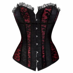 Corset Top Plus Size Women Sexy Overbust Bustier Blouse Lace up Floral Gothic Satin Vintage Fashion Medieval