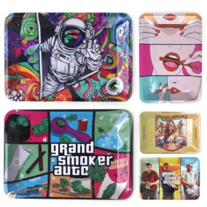 18*12.5CM Rolling Tray Metal Tobacco Cigarette Smoking Accessories Herb Tinplate Plate Tools Various Pattern Designs
