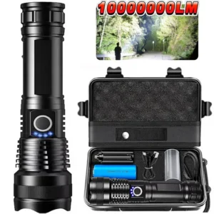 High Power Rechargeable LED Tactical Flashlight  Aluminum Alloy Telescopic Zoom Torch Lamp for Outdoor Camping Fishing