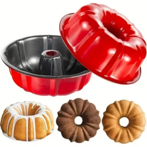 2pcs Nonstick Carbon Steel Tube Pans Baking Cake Pans 9.5 Inch Indoor Outdoor Use Baking Supplies