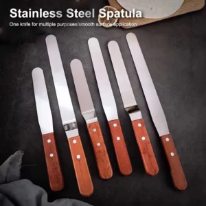 Cake Butter Spatula 6-Inch 8-Inch 10-Inch Wooden Handle Stainless Steel For Smoothing Unmolding And Baking Tools