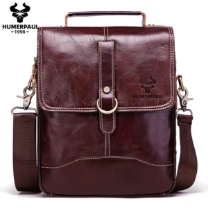 HUMERPAUL Genuine Leather Men's bags Casual Shoulder Messenger Bags for Men Multifunctional Male Tablet Handbag Bolso