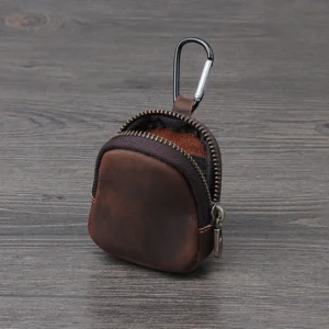 WERLLANDS PU Leather Carabiner Multi-Color Retro Mini Coin Purse Keychain Wallet