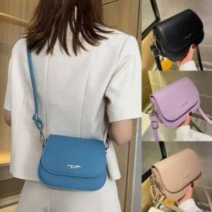 Fashion PU Leather Simple Crossbody Bag Handbags Saddle Shoulder Bag Flap Messenger Bag
