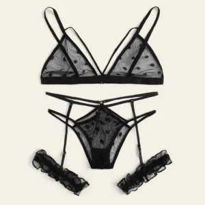 New Women Plus Size Lace Lingerie Tulle See-Through Sheer Mesh Pure Color Slimming Erotic Intimates Temptation Underwear