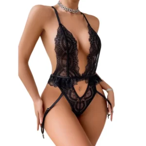 Lingerie Deep V Open Bra Lenceria Porno Underwear Set Sexy Lingerie Women Sleepwear Open Croth Bodysuit Teddy Transparent Lace