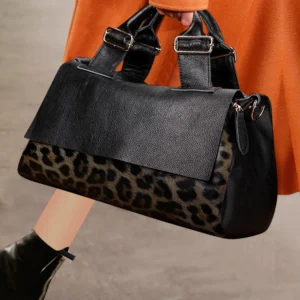 Aidrani Classic Leopard Pattern Genuine Leather Women's Bag Large Capacity Women's Handbag Cowhide Casual Shoulder Bag