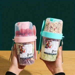 Breakfast On The Go Cups Salad Cup To Go Take And Go Yogurt Cereal Overnight Oats Snack Parfait Containers & Salad Dressing Ho