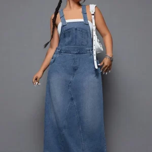 XL-5XL Plus Size Clothes Dresses Women Robes Overalls Denim Loose Street Style Casual 3XL 4XL Big Size Maxi Dress Oversized