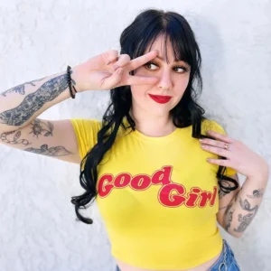 Y2K good girls Letter Print Summer Gothic Crop Top Slim Streetwear Baby Tee Aesthetic Harajuku Short Sleeve Vintage T-shirts EMO
