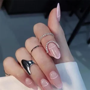 Thin Nail Rings for Women Girl Daily Fingertip Protective Cover Fashion Jewelry Double Ring Adjustable Fashion Gothic Metal Line